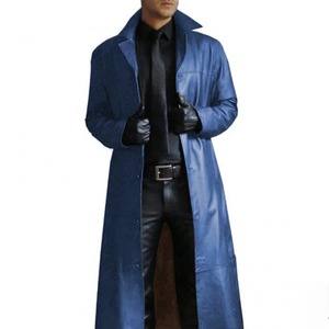 HARAZ INTERNATIONAL <b>Men's</b> <b>Long</b> Genuine Leather Trench Coat Turn-Down Collar Waterproof Formal Winter <b>Jacket</b> Single Breasted - Product Image 4