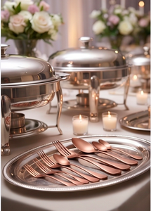 Ensemble de couverts en cuivre moderne, finition mate, résistant à la rouille, parfait pour les occasions de mariage et la vaisselle de cuisine - Product Image 4