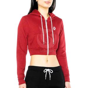 2032 Sudadera con capucha corta informal de alta calidad para mujer OEM ODM Impresión de logotipo personalizado Posición frontal - Product Image 2