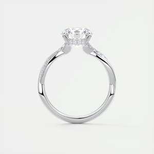 Bague de fiançailles solitaire en or blanc 14 carats avec diamant de laboratoire rond de 2,15 carats, sertie pavé en nœud entrelacé, pour demande en mariage - Product Image 1