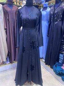High Quality Modest Dubai Beaded Sequined <b>Long</b> Sleeve Abaya Muslim Traditional Handmade Wedding Women Breathable V Neck - Product Image 4