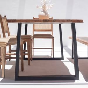 Mesa de Comedor Vandana Zentrix Sierra en Acacia Oscuro con Patas de Metal y Diseño Moderno Contemporáneo - Product Image 4