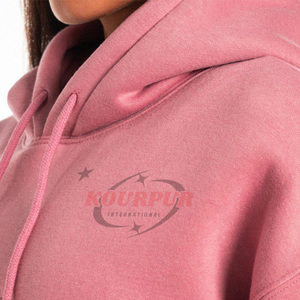 Sudadera con Capucha Rosa para Mujer, Manga Larga, Tejida, 100% Algodón, Impermeable, de Secado Rápido, Transpirable, Informal de Invierno, Lisa en la Parte Delantera - Product Image 6