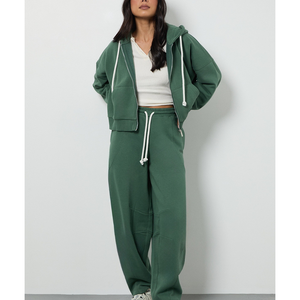 Women 2 Piece <b>Tracksuit</b> Set Zip Hoodie Jacket & Wide Leg Sweatpants Premium Custom Lounge Wear Wholesale - Product Image 2