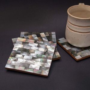 Ensemble de dessous-de-verre décoratifs en nacre faits à la main, accessoires de table pour cadeau de mariage, décoration intérieure - Product Image 3