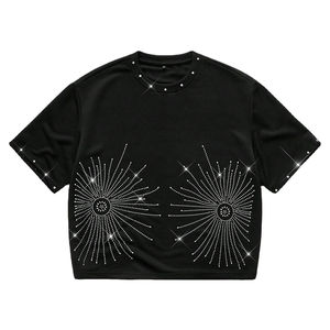 ผู้ผลิตมืออาชีพผลิตเสื้อยืดแขนคู่ประดับเพชรเทียม เสื้อยืดแขนคู่ประดับเพชรเทียมแบบถักสำหรับผู้ชายตามสั่ง - Product Image 1