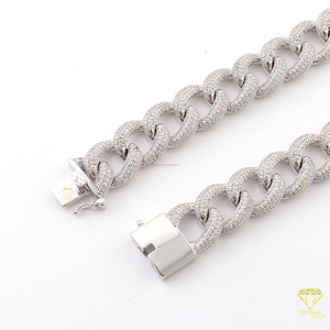 Chaîne cubaine en moissanite VVS de qualité supérieure, en argent sterling 925, style hip-hop, plaquée or, pour mariage/fête - Product Image 3