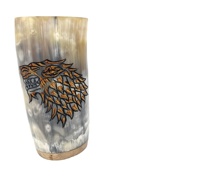 Vente en gros de mugs en corne de buffle de haute qualité, écologiques, sculptés à la main, imitation antique, avec logo personnalisé