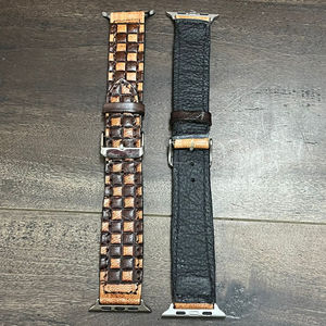 Correa de Reloj Apple de Cuero Genuino, Diseño a Cuadros Hecho a Mano, Elegante Correa de Repuesto Unisex - Product Image 6