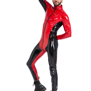 Traje Zentai de PU Rojo y Negro, Traje Ajustado de Cuerpo Entero, Manga Larga, Disfraz para Hombres Adultos, Fiesta, Cosplay - Product Image 6
