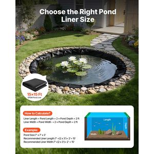 Telo in gomma EPDM per laghetto 15 x 15 piedi, spessore 45 mil, resistente, facile da tagliare, a prova di perdite, per accessori e attrezzi per piscine esterne - Product Image 2