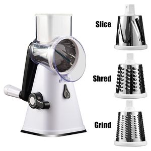 Grattugia Rotante Manuale per Formaggio con 3 Lame Intercambiabili in Acciaio Inox, Manico per Grattugiare Frutta e Verdura - Product Image 2