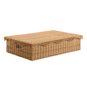 Large Rattan Underbed Storage Basket With Scalloped Lid Bulk, Handcrafted Wicker Laundry Clothes <b>Hamper</b> <b>Box</b> Manufacturer Vietnam - Product Image 2