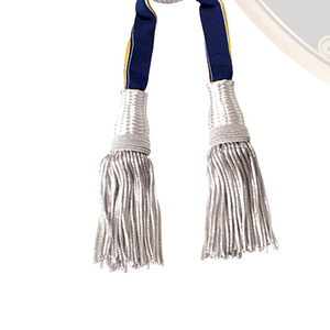 Trendy Sports Ceremonial Band Parade Ceremonial Sash Silk Tri-Color <b>Ribbon</b> with Two Silver Bullion <b>Wire</b> Tassels WOK Industries - Product Image 3