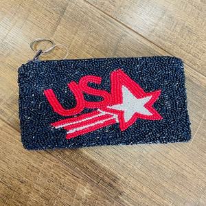 Bolso de Mano Rectangular de Algodón con Cuentas de Vidrio Estilo Ole Miss, Hecho a Mano, Personalizado, con Temática Deportiva, para Fiestas - Product Image 3