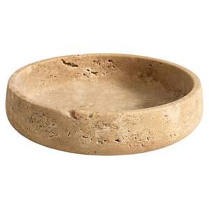 Cuenco Redondo Minimalista de Piedra Travertino, Diseño Elegante en Beige, Ideal para Decoración del Hogar o la Oficina, Versátil y con Estilo - Product Image 1