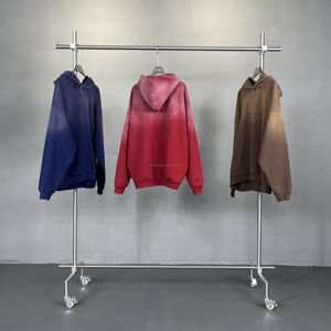 Conjunto de sudadera con capucha y pantalones de chándal desgastados lavados con ácido en blanco de 450 GSM de peso pesado de gran tamaño de felpa francesa gris Vintage personalizado - Product Image 6