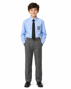 Conjunto de uniforme escolar formal para niños, camisa azul claro y pantalones grises, conjunto de uniforme escolar premium, camisa formal para niños. - Product Image 1