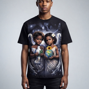 Camiseta gráfica personalizada negra con cuello redondo, 100% algodón jersey, tela ecológica, estilo vintage nuevo, camiseta de manga corta unisex. - Product Image 4