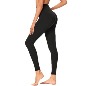 Women's High Waist Yoga <b>Leggings</b> Knitted Quick Dry <b>Slim</b> Fit Breathable Anti-Bacterial Soft Cotton Blend Knee-Length Gym Workout - Product Image 1