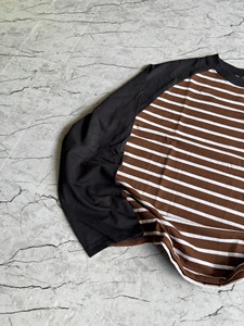 Custom Mens Striped Long Sleeve <b>Raglan</b> T Shirts Heavyweight Waffle Knit Color Block O Neck <b>Tops</b> Oversized - Product Image 3