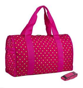 Water Resistant Pink Polka Dot Duffle Bag Cute Overnight Weekender Travel Bag with Multi Pockets for Women Girls travel <b>backpack</b> - Product Image 2