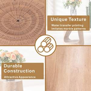 Mesa auxiliar redonda moderna de 14.56' con acabado liso, mesita de noche de óxido de magnesio, mesa auxiliar contemporánea - Product Image 6