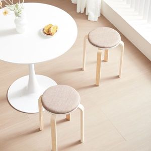 Set of 4 Stackable Round Backless Dining Chairs Coffee Color for Dining Room Kitchen & Classroom - Product Image 4