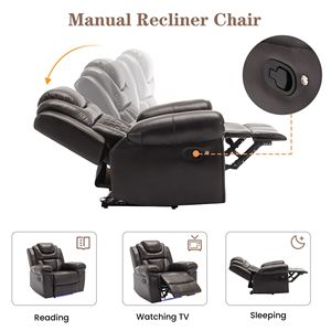 Brown Manual <b>Recliner</b> Chair with LED Light Strip for Home Theater Seating for Living Room & Bedroom - Product Image 3
