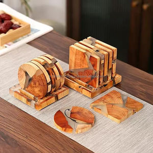 Sous-verre de luxe en bois massif et résine, durable, diamètre 100 mm, rond, pour hôtels, marque Live Edge Studio - Product Image 3