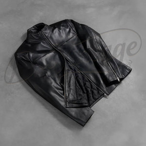 เสื้อแจ็คเก็ตหนังสีดำสำหรับผู้ชาย สไตล์ไบค์เกอร์ คลาสสิก ทรงดับเบิ้ลไรเดอร์ หนังแกะแท้ ทรงเข้ารูป สำหรับฤดูใบไม้ร่วงและฤดูหนาว พร้อมเข็มขัด - Product Image 5
