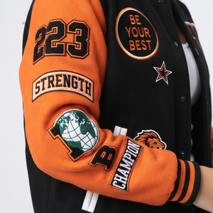 Wholesale Custom Embroidery Wool Knitted Breathable <b>Varsity</b> <b>Jackets</b> <b>for</b> <b>Women</b> Students Crewneck Button Baseball - Product Image 5
