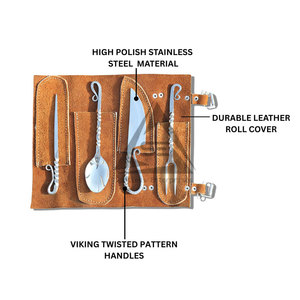 Ensemble de couverts de camping forgés à la main de qualité supérieure - Acier au carbone durable, léger et réutilisable, faible MOQ - Product Image 3