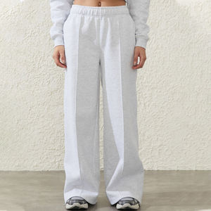 High Quality Custom 320g 50% Cotton 50% Polyester <b>Fleece</b> Fabric Fashion Plain Casual Wide-leg <b>Trouser</b> for <b>Women</b> - Product Image 1