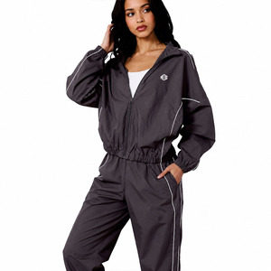 Women's Black Loose Breathable Autumn Windbreaker 2-Piece for Women <b>Lightweight</b> Oversized Plain 100% Nylon <b>Jacket</b> for men USA - Product Image 3