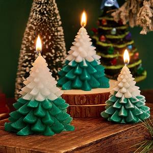 Juego de Portavelas Decorativos con Forma de Árbol de Navidad, Hechos a Mano y Aromatizados, para Decoración Festiva del Hogar, Acción de Gracias y Diwali - Product Image 1
