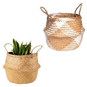 Panier décoratif artisanal en paille écologique PHU HAO pour rangement de salle de bain, fournitures d'artisanat, support de pot de plantes pour la maison - Product Image 1