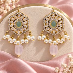 Boucles d'oreilles pendantes florales en perles rose pastel de qualité supérieure, vente en gros, bijoux personnalisés en vrac - Product Image 6