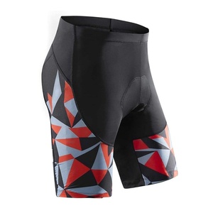Cuissard de cyclisme unisexe, coupe ajustée, respirant, séchage rapide, polyester/coton, imprimé par sublimation, motif géométrique, noir - Product Image 4