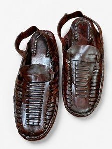 Sandales décontractées marron en cuir véritable tressé à la main, style marche, à bout ouvert, à enfiler, pour l'été et l'hiver - Product Image 1