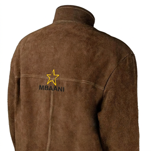 Chaqueta de Trabajo MBAANI de Cuero Gamuza Marrón, Manga Larga, Cierre de Botones, Resistente al Fuego y al Calor, para Taller - Product Image 2