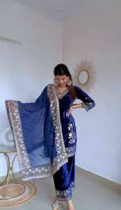 BLOSSOM FABRIC - Conjunto de Fiesta Indio-Pakistaní de Alta Calidad para Mujer, Top de Terciopelo con Dupatta, Parte Inferior Completamente Cosida, Listo para Usar - Product Image 4
