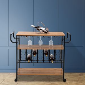 Carrelli Portabottiglie Mobili per Casa con Ruote, Carrello di Servizio in Metallo e Carrello Portaoggetti da Cucina a 3 Ripiani XH - Isole e Carrelli da Cucina - Product Image 2