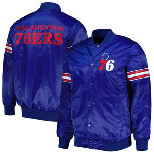 Veste universitaire personnalisée en satin bleu roi pour homme, veste bomber athlétique avec patchs, uniforme de baseball Letterman, vêtements de sport en gros - Product Image 1