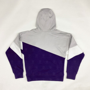 Sudadera con Capucha Unisex con Bloques de Color, Morado, Gris y Blanco, de Forro Polar, Casual, para Otoño, Corte Regular, con Bolsillos - Product Image 2
