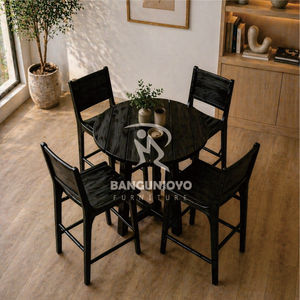 Juego de Mesa y Sillas de Bar de Madera de Teca Sólida Rectangular, Diseño Moderno y Ecológico para Hogar, Bar y Cafetería - Product Image 2