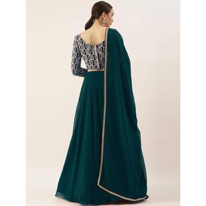 Ropa de fiesta Georgette verde seductora Lehenga con Choli bordado - Product Image 5