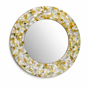 Round Mother of Pearl <b>Wall</b> <b>Mirror</b> | Handmade Sea Shell Decorative Vanity Accent <b>Mirror</b> | Luxury Home Living Room Bedroom Decor - Product Image 3