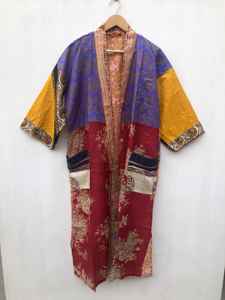 Bikini de fiesta estilo bohemio vintage japonés, ropa de dormir de seda pura, kimono de talla grande para mujer, suave y cómodo para la playa, bata tipo Duster. - Product Image 4