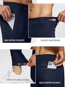 Pantalones Oxford de Hombre Azul Marino, Corte Slim Fit, Cintura Media, Cierre de Botones, Estilo Casual Elegante, con Bolsillos Laterales, Antiarrugas - Product Image 5